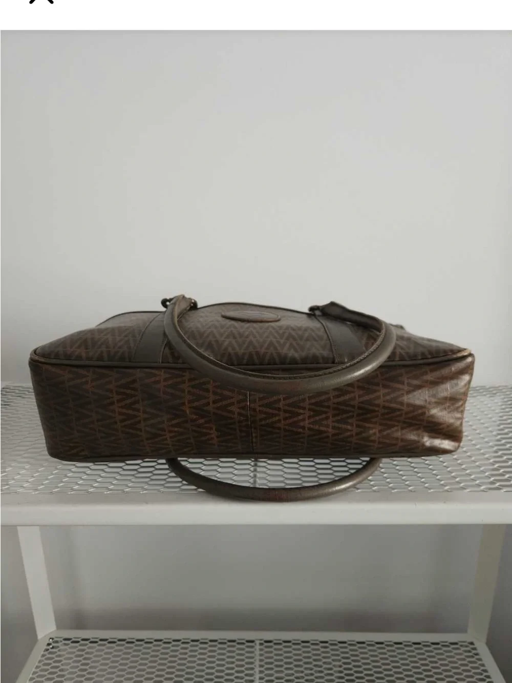 Valentino Brown Patterned Men's Tote Bag with Dual Handles